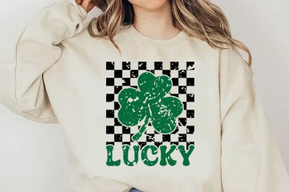 Checkered Lucky Svg, Retro St Patricks