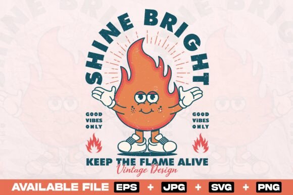Retro Fire Cartoon Character SVG Design Review