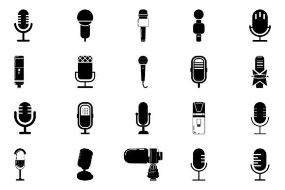 Set of Isolated Microphone Icon Vector Review